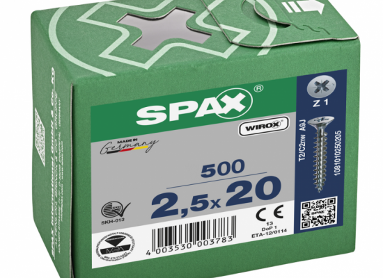 Wkręt do boazerii SPAX 2,5 x 20mm, Wirox Z51, 500 sztuk